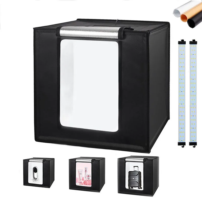 Professional Photo Studio Light Box Dimmable Shooting Tent Kit Led Lightbox Bi-color 3500-5500k With Pvc Backgrounds Photos Box