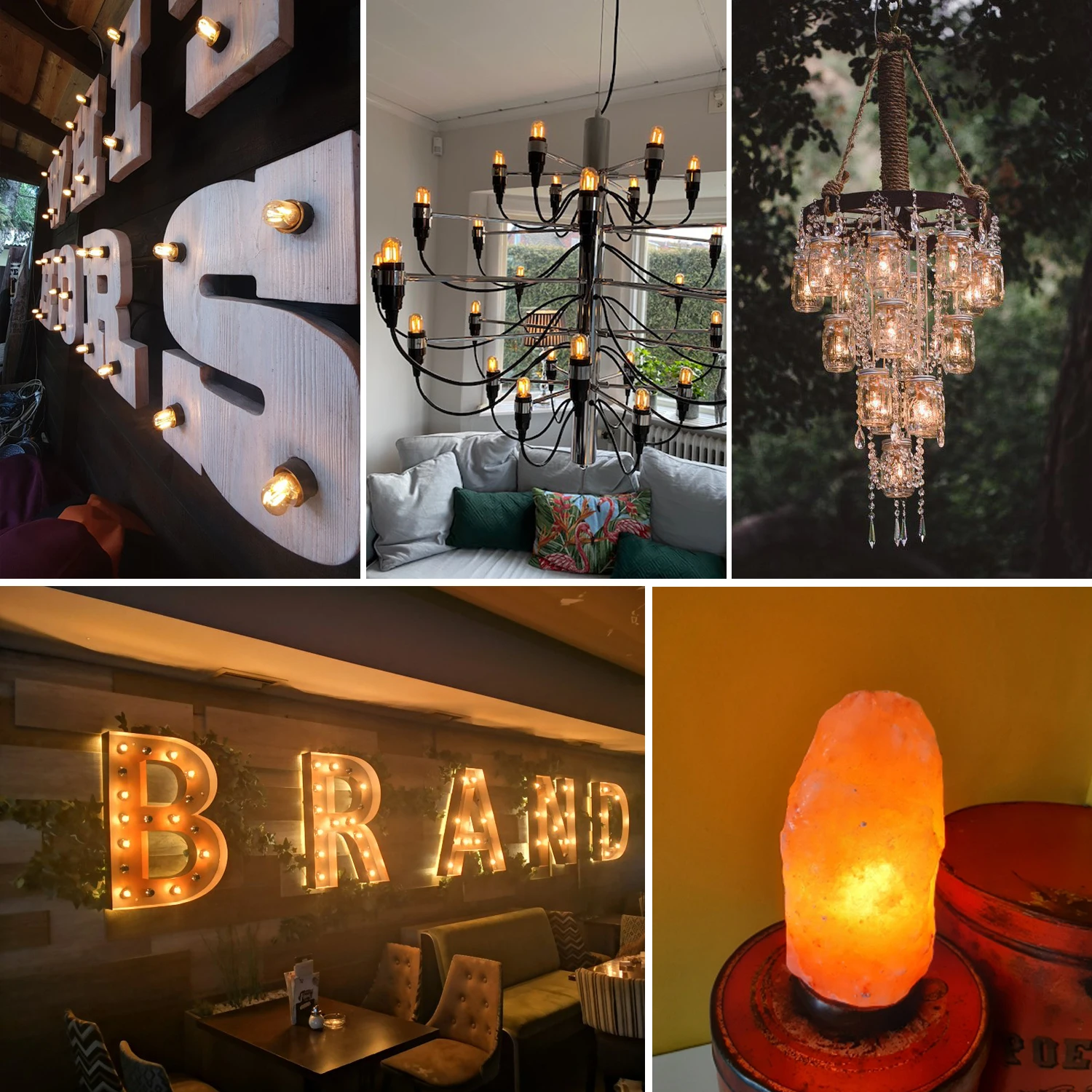 E12 E14 Vintage Glod Tint Tubular Led Filament Mini Light Bulbs T22 1W Low Watt 10W Equivalent 2200K Decor Dimmable Night Bulb