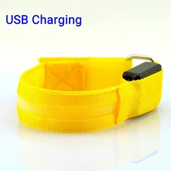 LED Safety Armband for Night Running and Outdoor Activities - USB Rechargeable Wrist and Leg Light (Yellow)