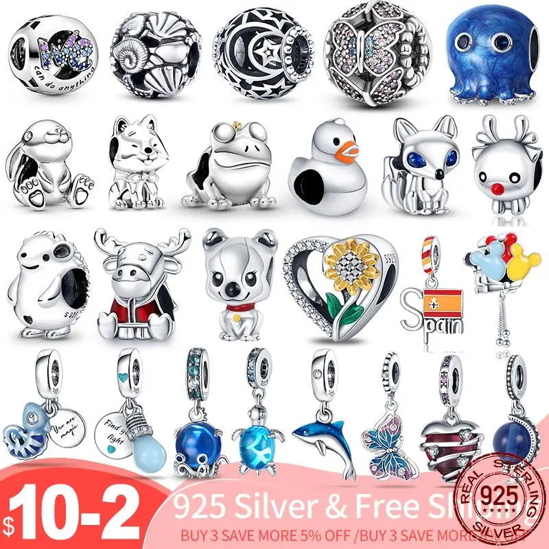 

charm plata 925 original Fit Pandach 925 original bracelet jewelry for women 925 sterling silver diy animal pendant charms beads