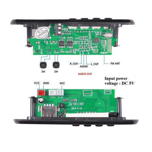 Kebidu 무선 블루투스 5.0, 차량용 MP3 WMA 디코더 보드, 5V 오디오 모듈, USB AUX TF FM 라디오 모듈, 2*3W 앰프, 12V 4