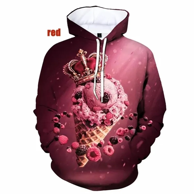 thumbnail image 1 of Sudadera con capucha con estampado 3D de helado divertido para hombres y mujeres, sudaderas casuales de talla grande, sudaderas con capucha, jerséis para hombre, ropa de calle, 1 of 5