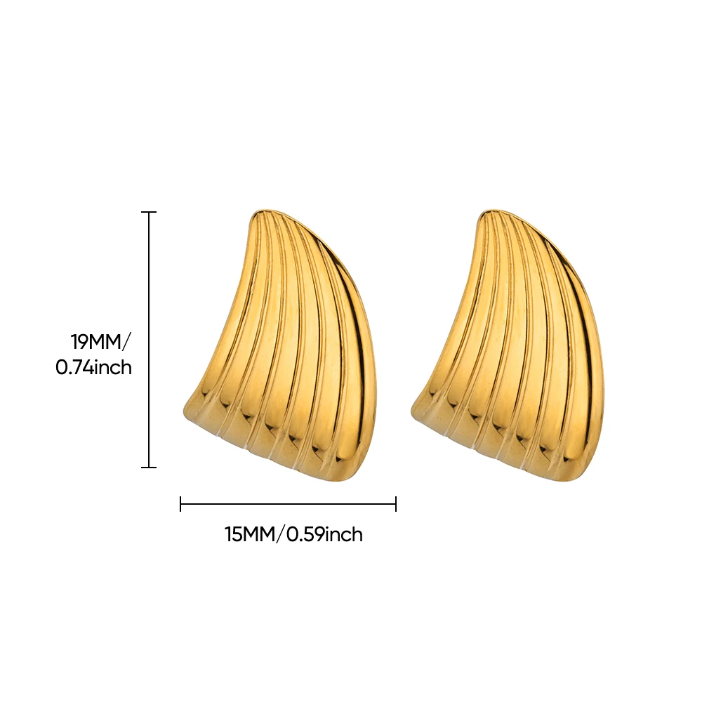 Stainless Steel Chunky Stripe Stud Earrings for Women