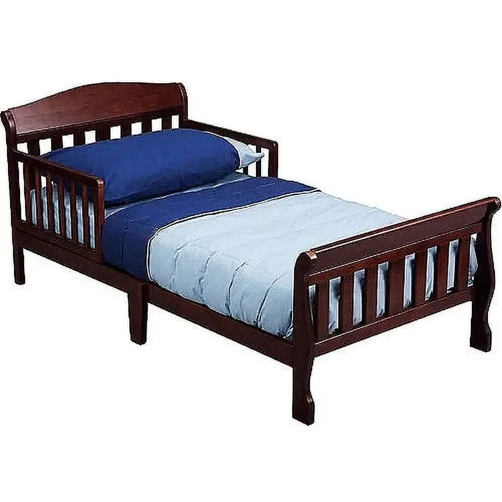 

Canton Toddler Bed with Attached Bed Rails, Greenguard Gold Certified, Dark Cherry，Best Gift for Kids