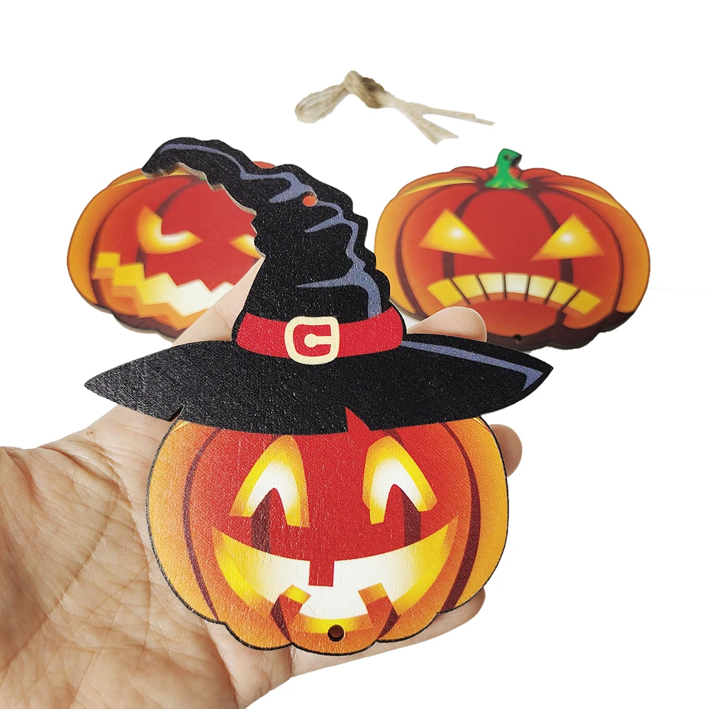 Halloween Holz-Hängedekoration Kürbis-Skelett Hängender Schmuck Haustür-Anhänger DIY Geschenk Halloween-Dekoration 2026