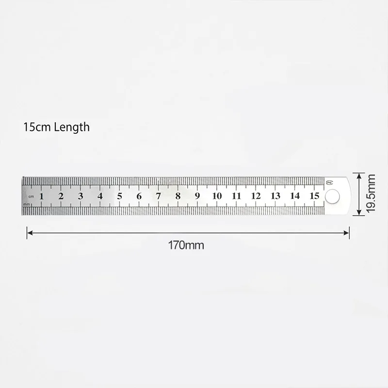15cm 스테인레스 스틸 직선 자, 엔지니어링 도면, 학교, 사무실용 고정밀 양면 명확 표시 자