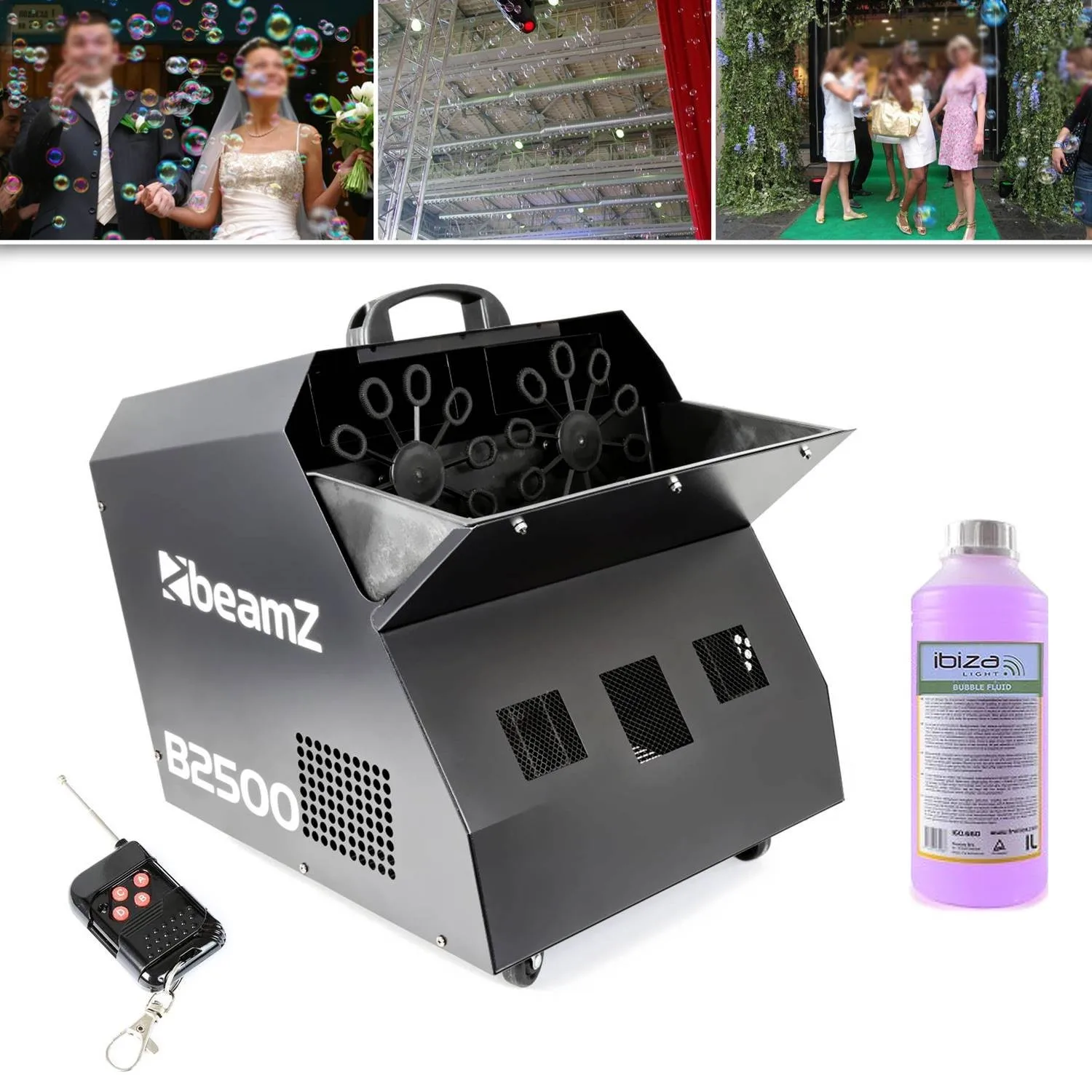 Bubble Machine 100W liquid included Pro wedding Evenement party remote