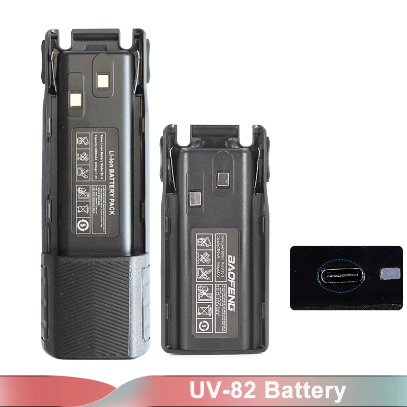 Baofeng UV-82 Li-ion Battery USB Type-C Charger 2800mah Enlarge 3800mAh BL-8 Original For Radio UV-8D UV-82HP UV-8D UV-82WX UV89 3