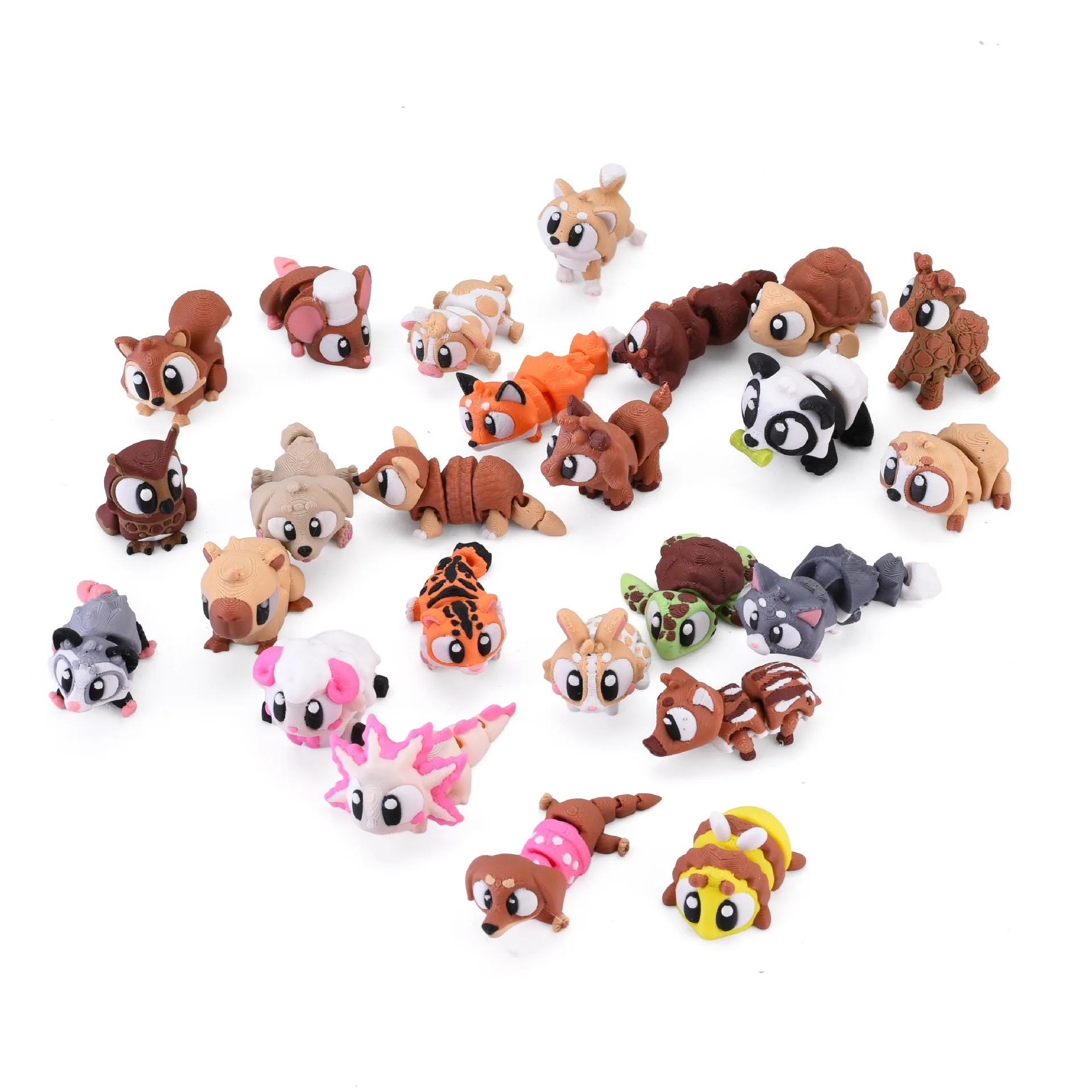 3D-Gedruckte Tierfiguren Spielzeuge 12/24/36 Stück Cartoon Bewegliche Gelenke Hase Tiger Hund Tiermodell Spielzeuge Heim Desktop Dekoration