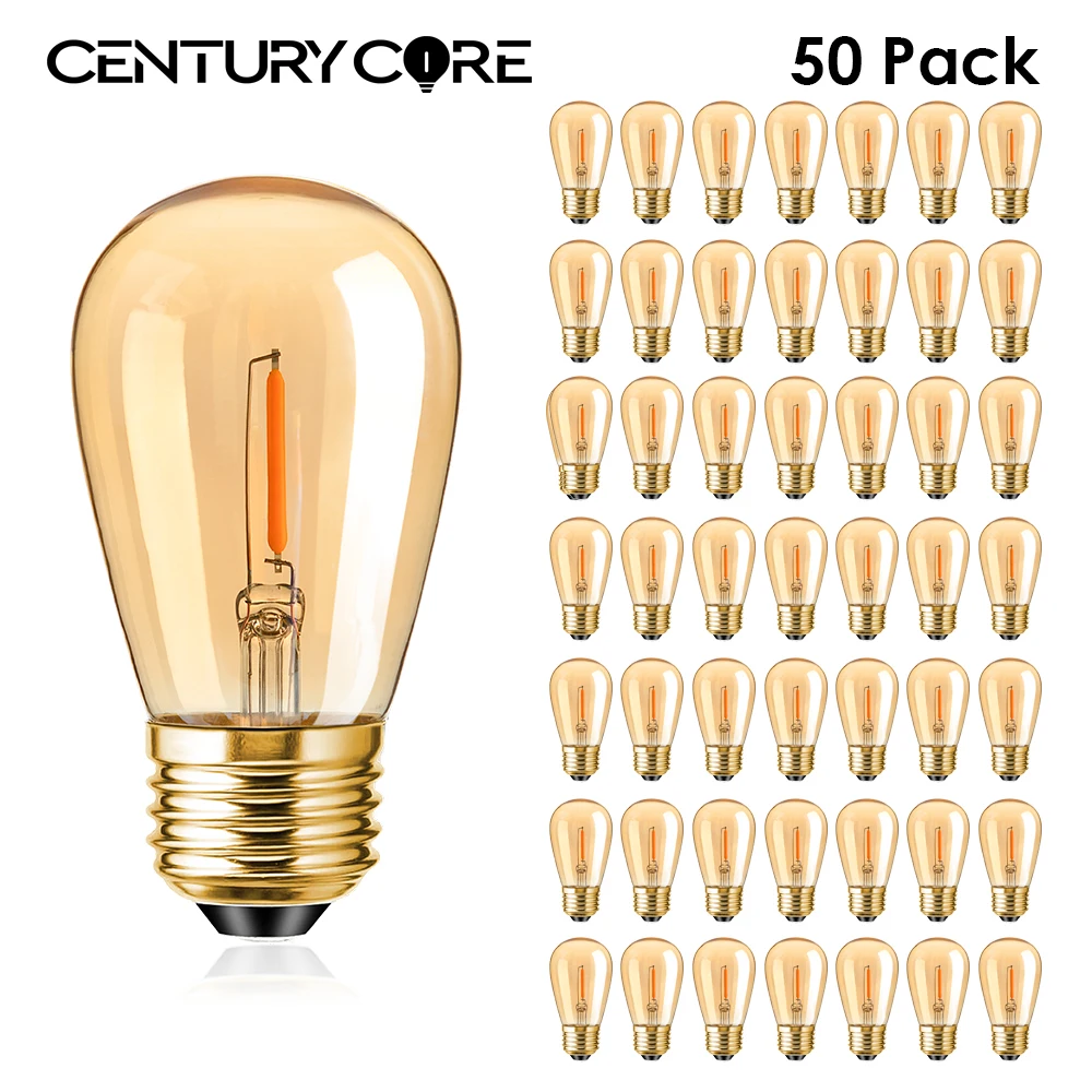 

Amber S14 E27 Led 220V Light Bulb Replacement 1W 2200K Warm White Vintage Indoor Outdoor Chandelier Garland Bulbs Filament Lamp
