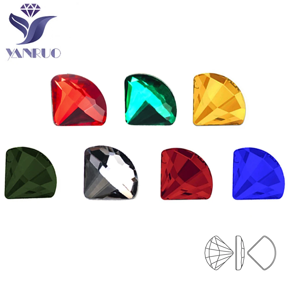 

YanRuo 6x7mm Fan 100pcs Multicolor Crystal Glass Strass Glitter Flatback DIY Accessories Beauty Rhinestones Nail Art Decorations