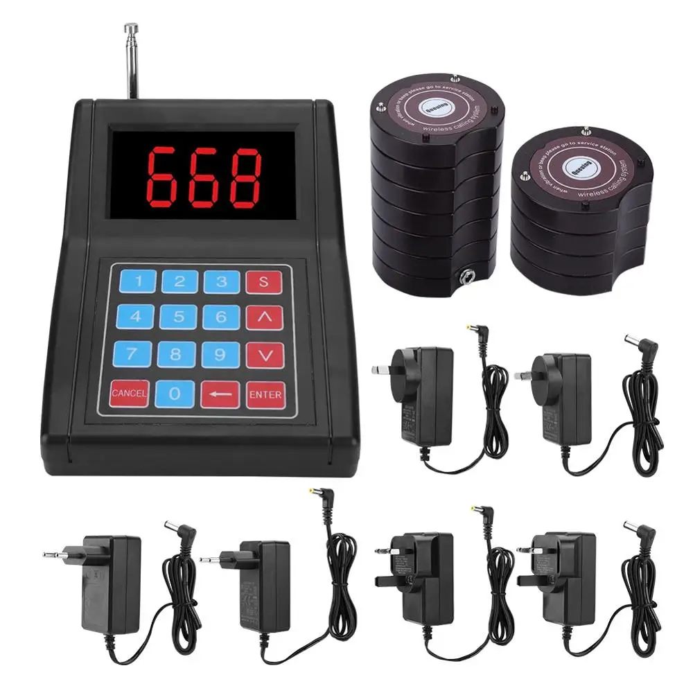 SU-668 Restaurant Pager Wireless Calling System Waiter Pager Call Customer 10 Receivers For Restaurant Nursery