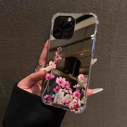 Chic Floral Mirror Shockproof Soft Phone Case with Makeup Feature - iPhone 12 Pro (1)