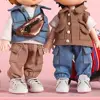 Ob11 Clothes Fashion Tooling Style Pants Pocket Decoration Jeans Elastic Waist Trousers For Obitsu11 Dolls Accessories Kids Toys 1