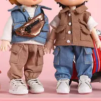 Ob11 Clothes Fashion Tooling Style Pants Pocket Decoration Jeans Elastic Waist Trousers For Obitsu11 Dolls Accessories Kids Toys 1