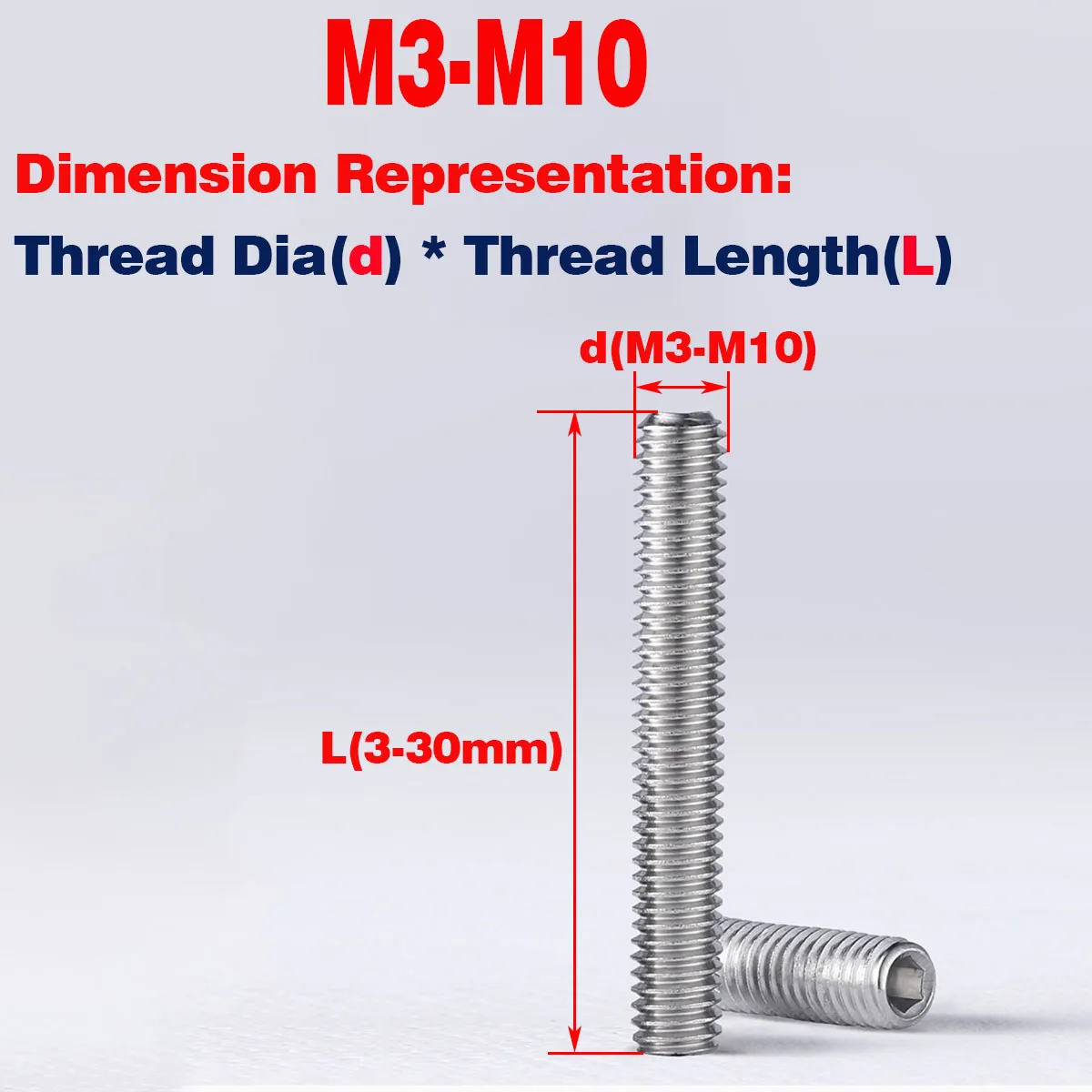 

316 Stainless Steel Set Screw With Concave End / Hexagon Socket Head Less Screw M3M4M5M6M8M10
