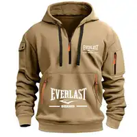 Men's Fashion Casual Hoodie Multi-pocket Sports Long-sleeve Sweatshirt Up Down Print Warm Half Zip Hooded Fitness Pullover Good - Image 3