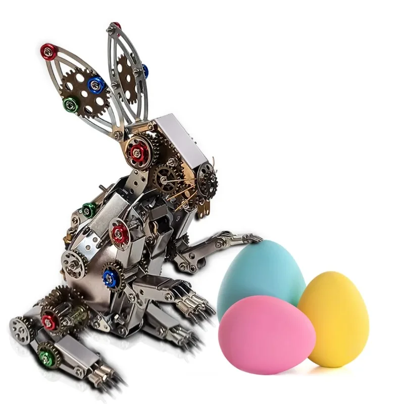 

500PCS+ 3D Metal Bunny Model DIY Assembly Rabbit Kits With Speaker & 1pcs Easter Egg Mechanical Puzzle Metal