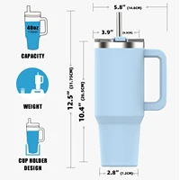 30OZ 40OZ Stainless Steel Tumbler Double Layer Vacuum Keep Cold Cup Insulated Mug with Handle Straw Portable Car Travel Cup 5
