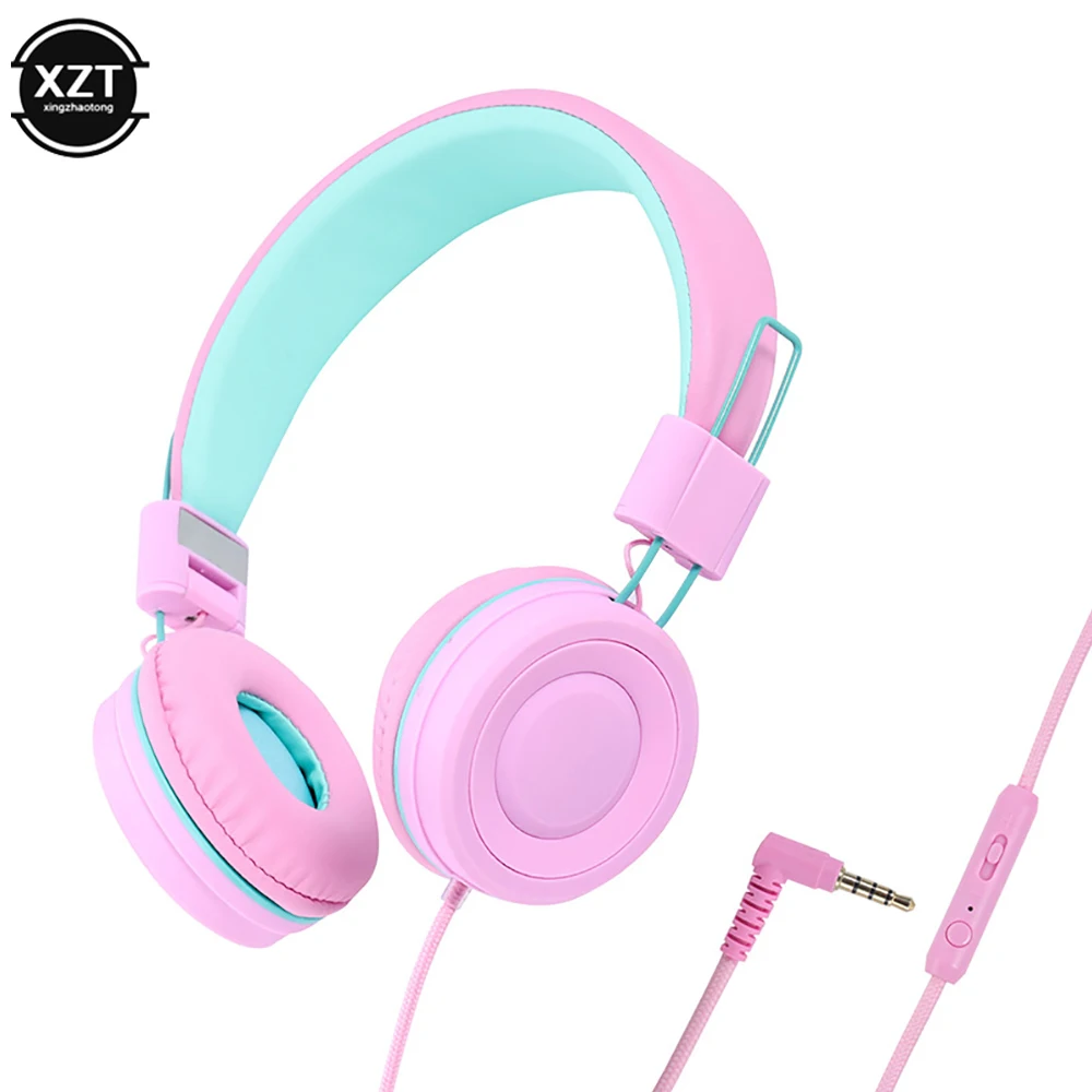 Kids Headphones 3.5mm Audio Jack Wired Earphone Foldable Stereo Headset With Mic for Girls Boys Gift Online Learning Earbuds 3