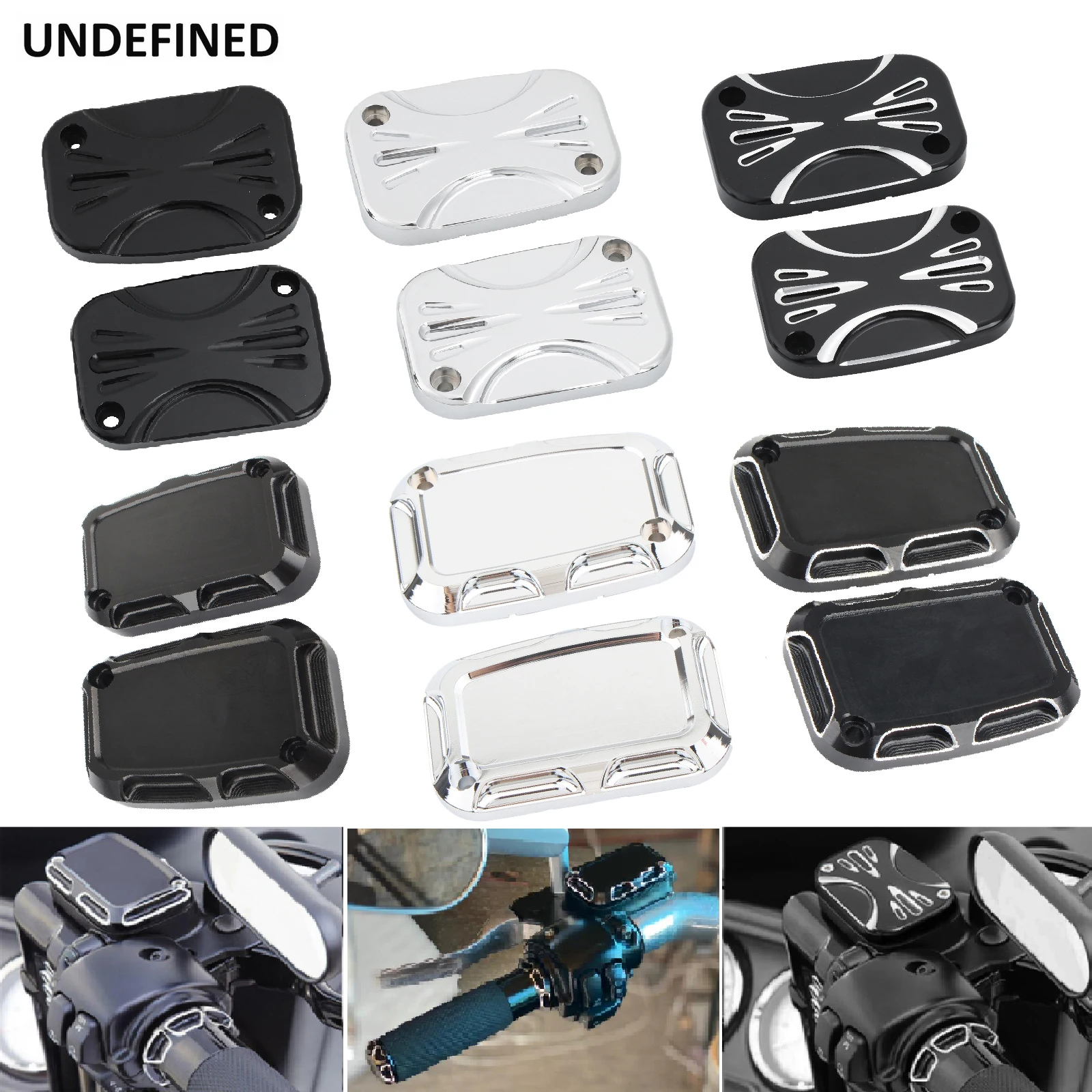 Motorcycle Brake Clutch Master Cylinder Covers Aluminum Left and Right Brake Reservoir Cylinder Cover for Harley Touring Road King Electra Street Glide Ultra Classic 