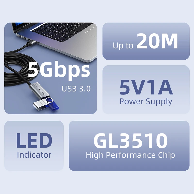 High-Speed USB 3.0 Active Extension Cable with Amplified Connectivity