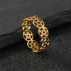 YILUOCD Stainless Steel Pentacle Ring Geometric Pentagram Ring for Women Wicca Protection Amulet Hollow Star Christmas Jewelry 3