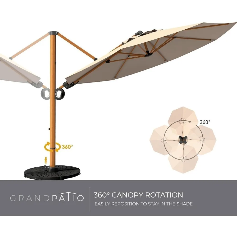 10FT Patio Umbrella, Aluminum Cantilever Umbrella with Round Canopy, Outdoor Offset Umbrella for Patio, Garden, Deck 4