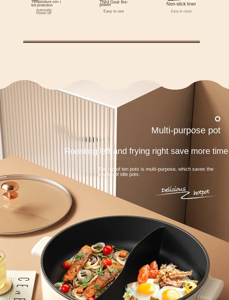 Description Picture 4 of itemYuanyang Electric Hot Pot Household Electric Cooking Pot Multi functional Integrated Hot Pot Non stick Electric Hot Pot 6L