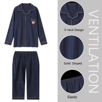 Ensemble de pyjamas en coton pour hommes, cardigan à manches longues, grande taille, modèles de vêtements pour la maison, vêtements de nuit à carreaux, automne, hiver, 2 pièces par ensemble 2