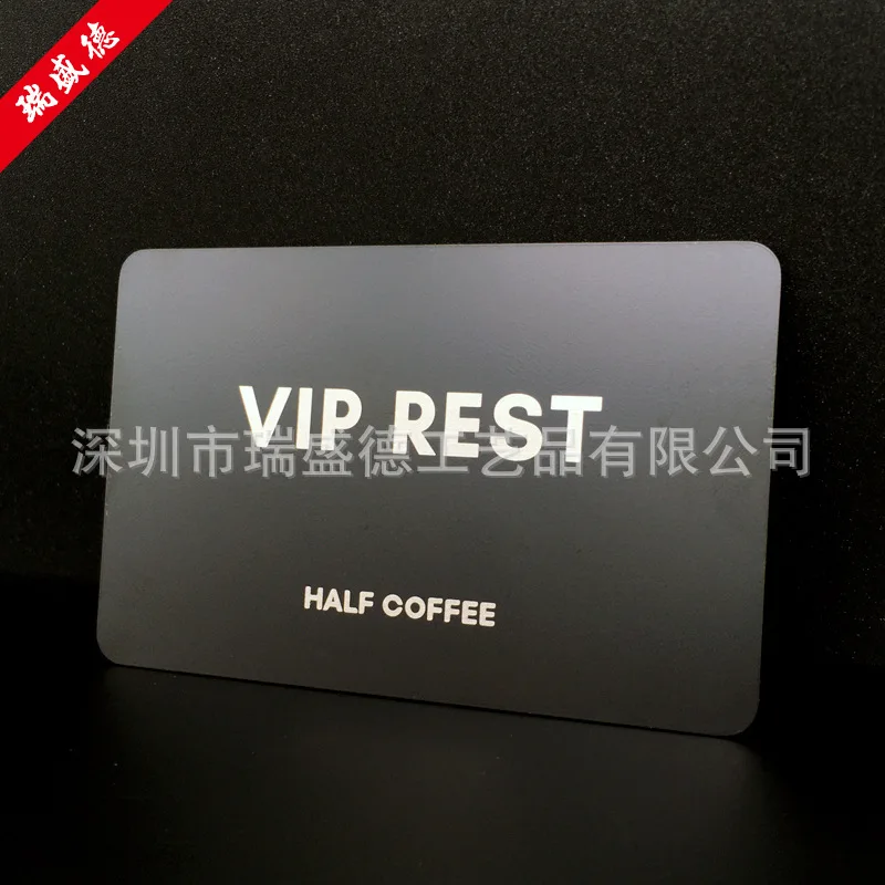 맞춤형. 금속 매트 블랙 명함 맞춤형 레이저 조각 스테인레스 스틸 명함VIPLounge 블랙 명함 Cus