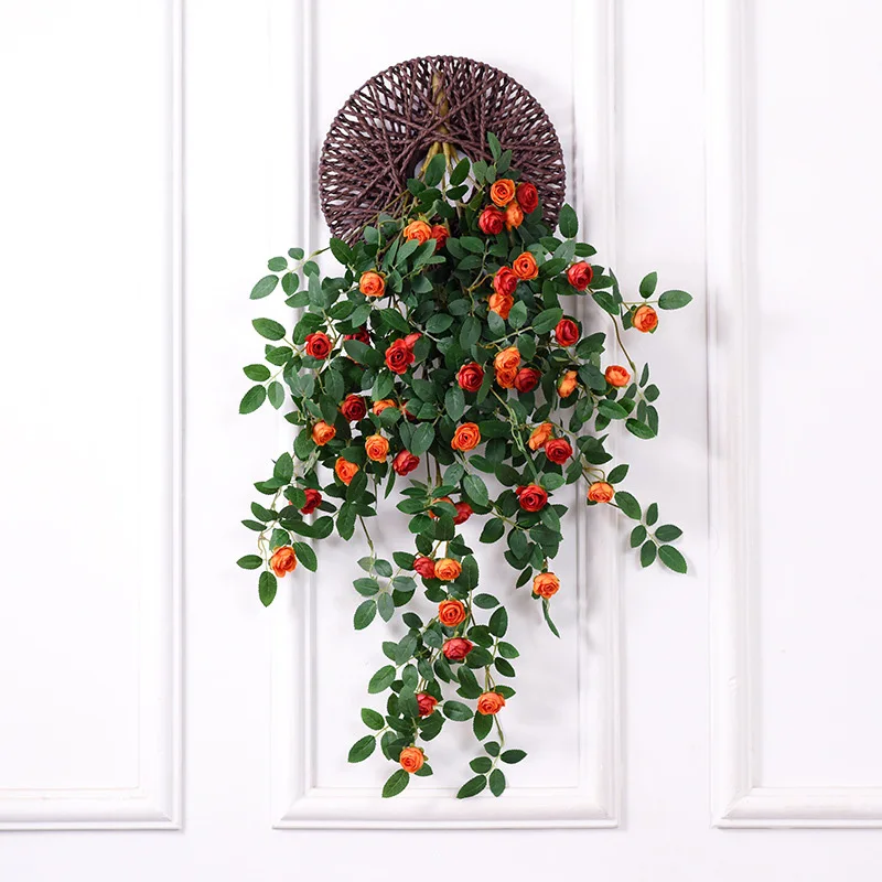

1pc Luxury Wedding Floral Arch Decor Wall Hanging Decor Silk Rose Vine Artificial Flowers Fake Hanging Rattan