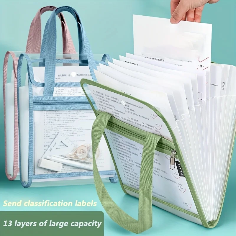 

13-слойная папка, бумажная сумка для хранения, переносной органайзер, вместительный бумажный Органайзер формата А4, сумка для хранения данных, ручка для школы и офиса