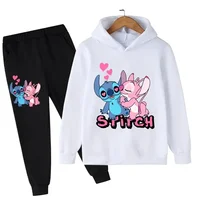 Disney boys and girls cute Stitch print casual long-sleeved suit children's autumn and winter outdoor comfortable sweatshirt sui