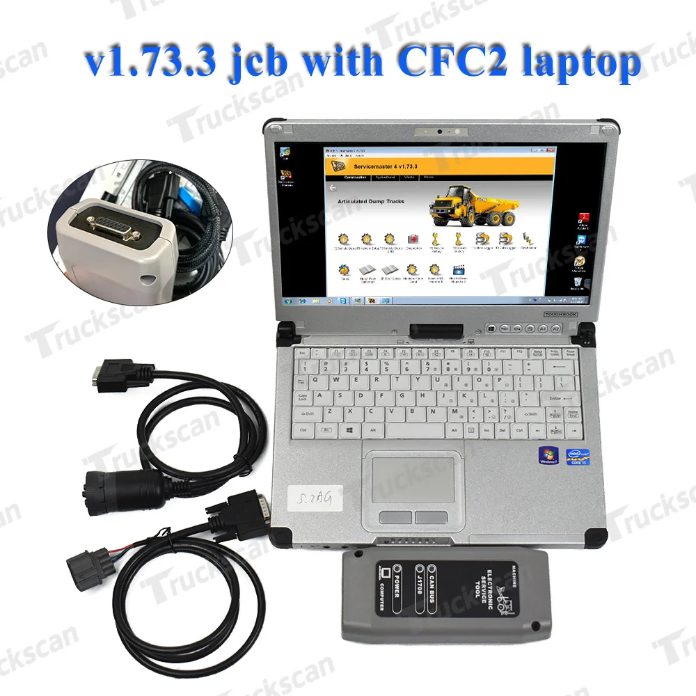 

V1.73.3 for JCB Electronic Service tool Construction Equipment Diagnostic Tool DLA Data Link Adapter and Toughbook CFC2 laptop