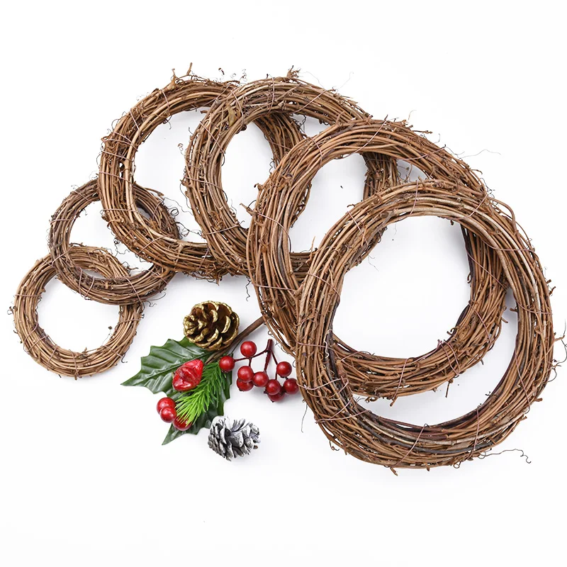 Künstlicher Rattan-Rahmen für Zuhause, Zimmer, Hochzeit, Weihnachten, Halloween, Outdoor, Hof, Garten, Dekoration, DIY, Brautkranz, Wandbehang-Zubehör – Detail 3