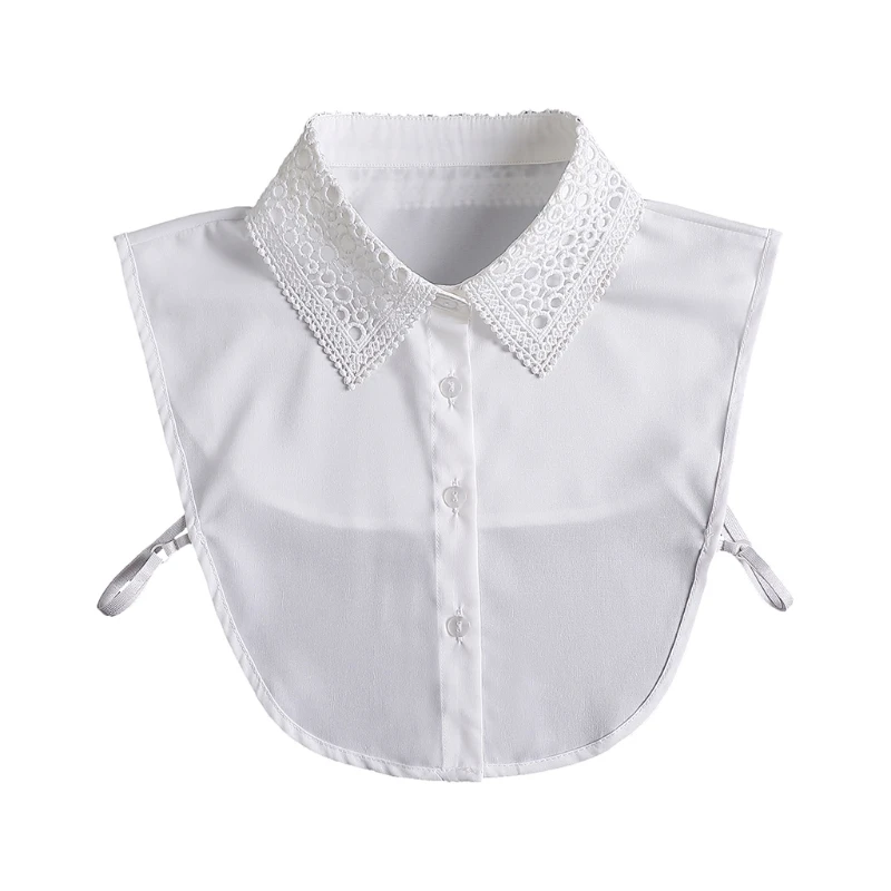 

Office Lady Elegant Layering False Collar Detachable Dickey Blouse Hollow Out Embroidery Circle Pattern Lace Lapel Drop shipping
