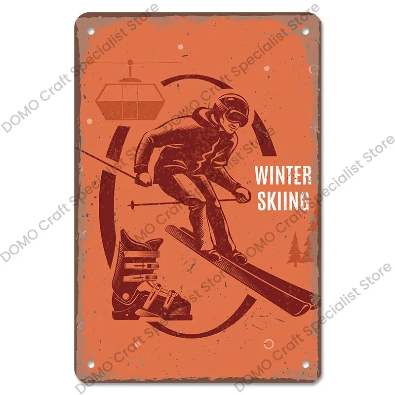レトロなブリキの金属板,室内装飾,ヴィンテージ,スキー,クラブ