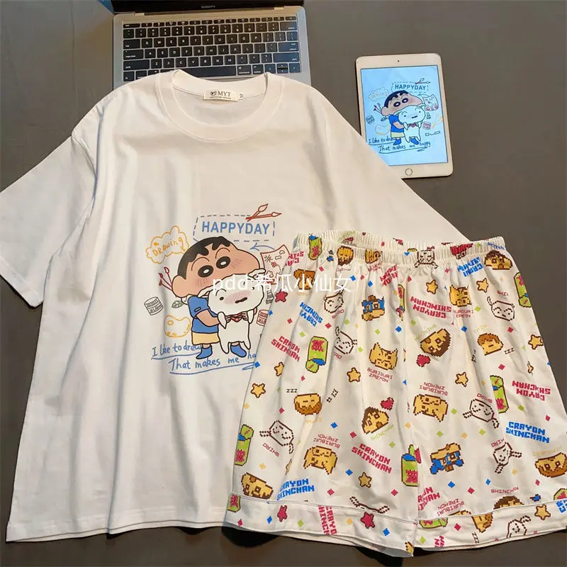 Pijama Oficial De Crayon Shin-chan – Camiseta Suave De Algodón – Personajes De La Familia Nohara Y Sus Amigos – Regalo Ideal Para Fans