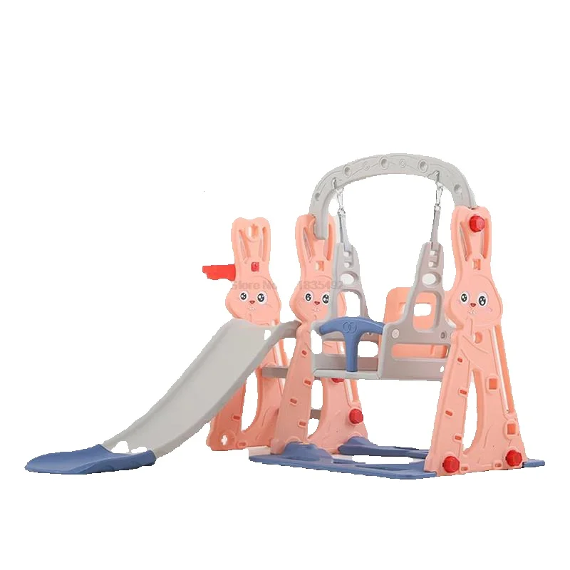 어린이 스윙 어린이 홈 놀이터 플라스틱 슬라이드, 실내 친환경 슬라이더, 스윙 농구 후프, 어린이 선물, 4 in 1 