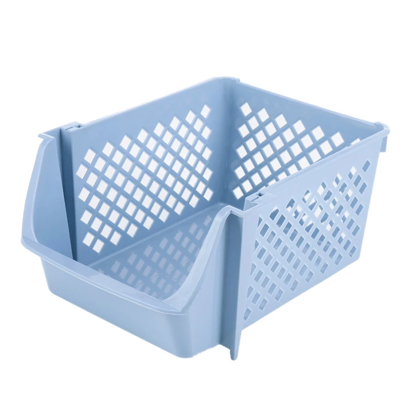 

Stackable Kitchen Vegetable and Fruit Storage Basket Organizer for Food Snacks Toys Toiletries Plastic Storage Bins Blue