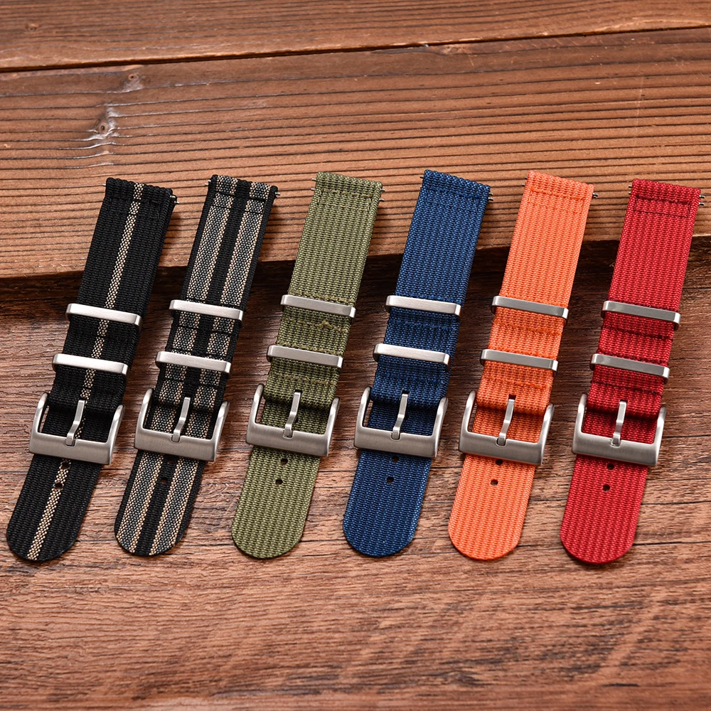 Two-Piece Ribbed Nylon Quick Release Watch Strap - Versatile Wristband Accessory