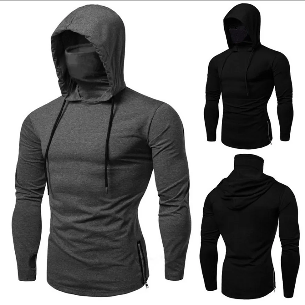 Men Spring Summer Hooded Sweatshirts Long Sleeve Slim Pullover