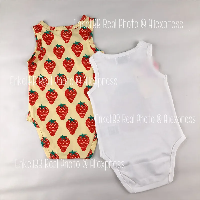 EnkeliBB Baby Brand Romper For Summer Cute Strawberry and Dog Pattern One-piece Toddler Boy and Girl Lovely Cartoon Rompers black baby bodysuits	