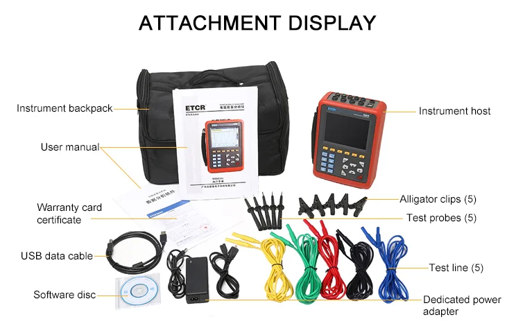 ETCR5000 Digital 3 Phase Power Analyzer Tester with the power quality analyzer p