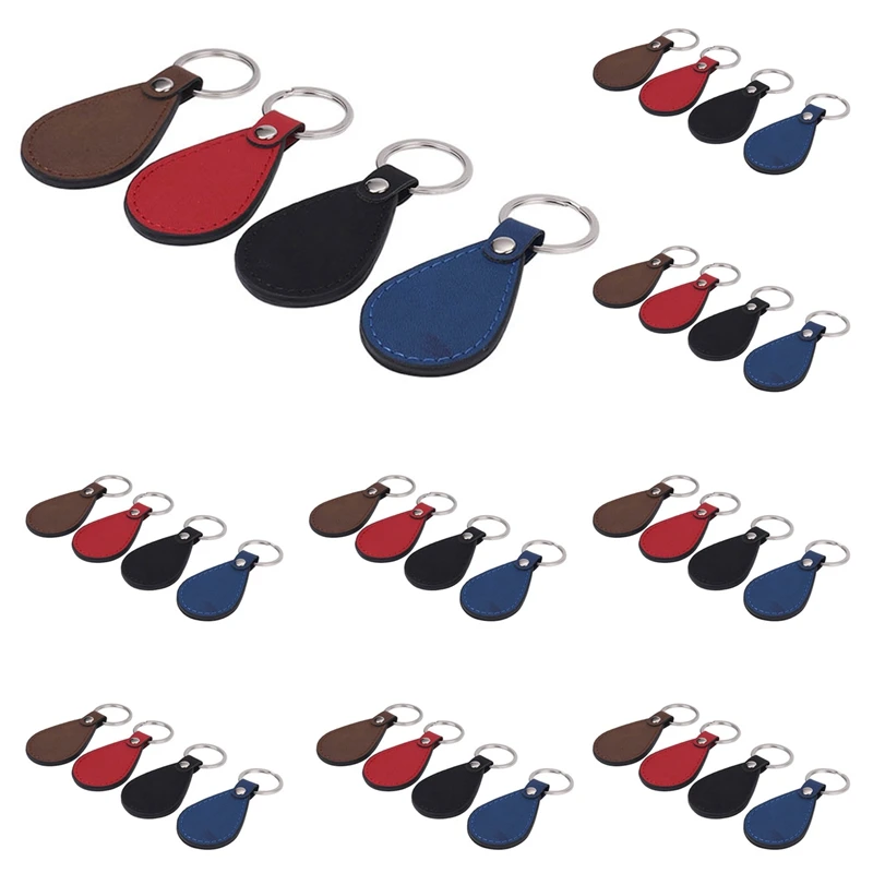 

Key Fob Kit Leather Keychain With Key Rings For DIY Laser Engraving Supplies Gifts 4 Colors