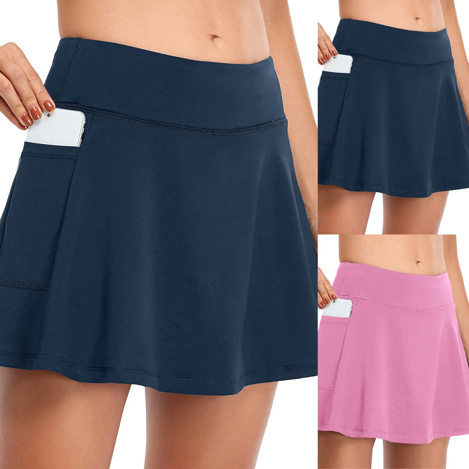 

Women Tennis Running Skort Skirt Inner Shorts Elastic Sports Golf Skorts With Pockets Active Athletic Dance Fitness Skirts