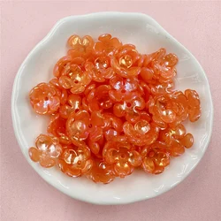 Vibrant Floral Acrylic Beads for DIY Jewelry and Crafts - 80 - Piece Set (4 petals Orange)
