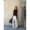 American Retro 2000s High Waist Full Length Jeans Pockets Hip-hop Baggy Cargo Pants Women Casual Y2K Grunge Street Denim Trouser 5