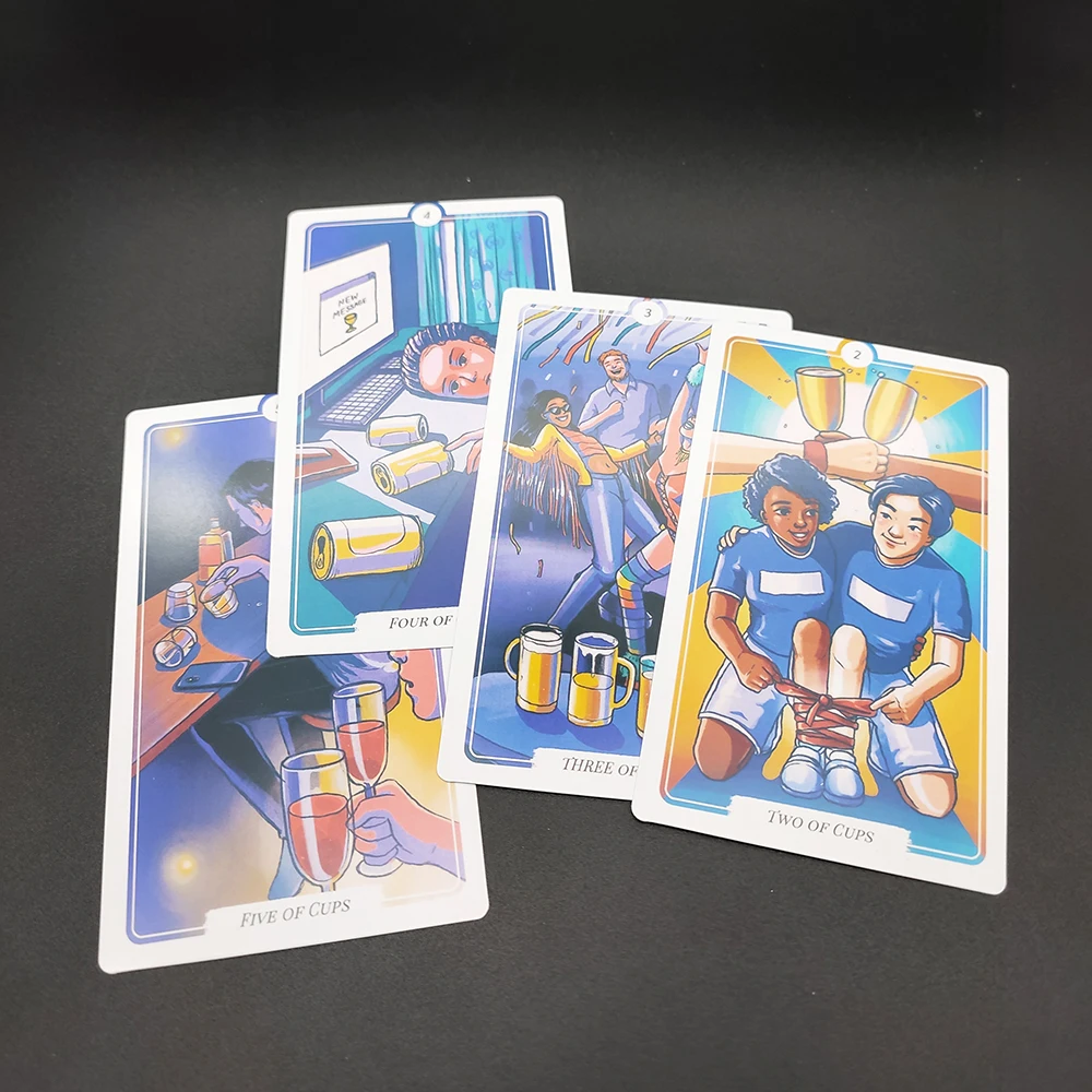 The 12CMX7CM  wake me up Tarot Cards for Beginners with Guide Book Board Game  Runes Divination Witchcraft  English Deck 4